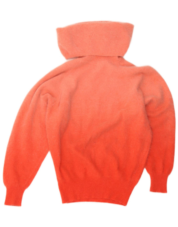 Maglione maglione vintage da donna con collo alto UK 6 XS color block arancione