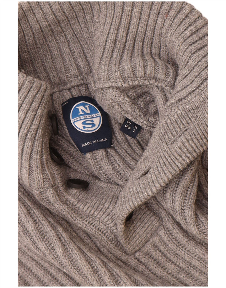Maglione da uomo North Sails con bottoni e collo XL in cotone grigio