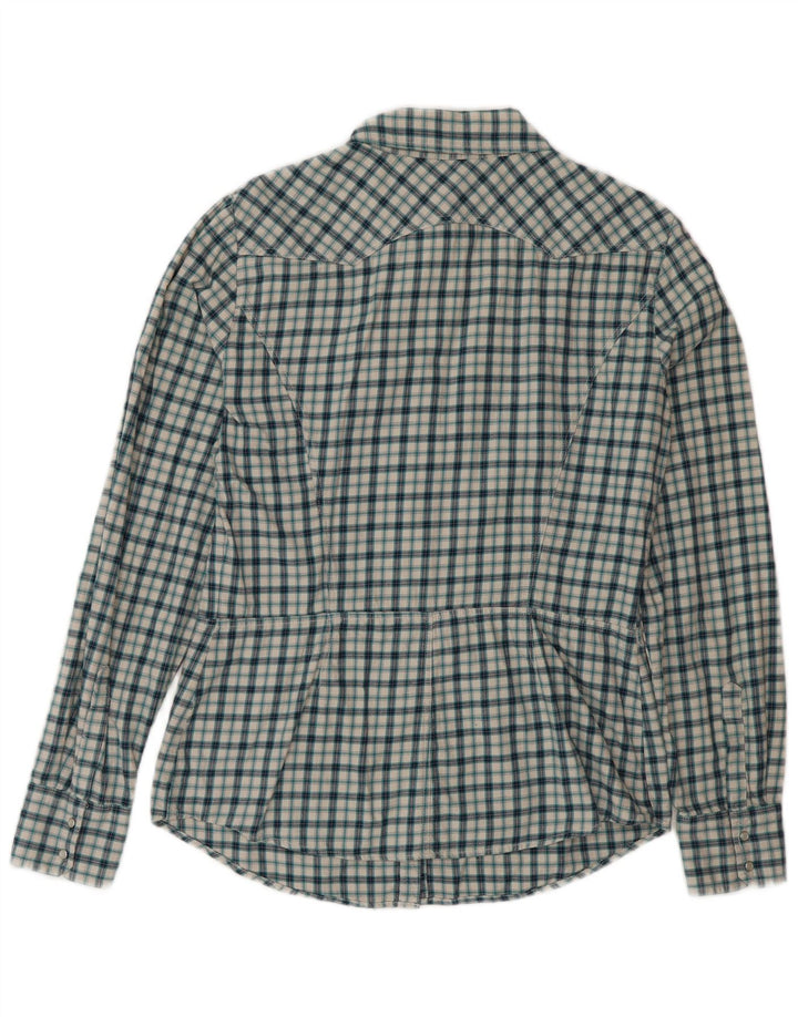 Camicia in flanella da donna BENETTON UK 14 Cotone a quadri verde medio
