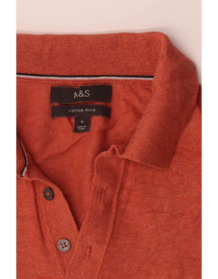 Maglione da uomo Marks & Spencer a maniche corte con collo a polo, arancione medio