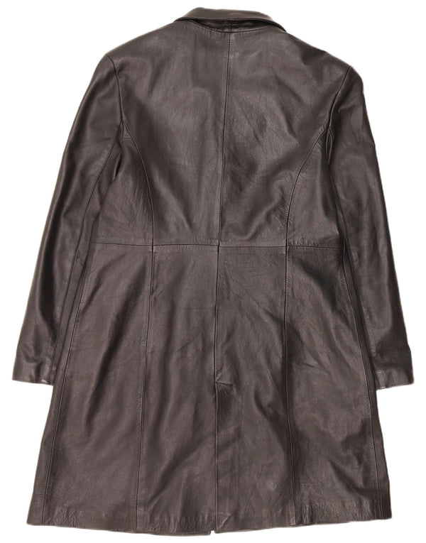 Cappotto in pelle vintage da donna UK 14 medio nero
