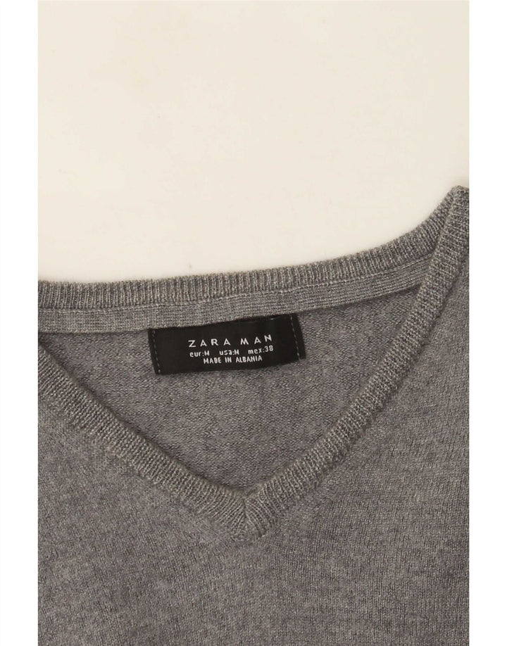 Maglione Zara da uomo con scollo a V grigio medio