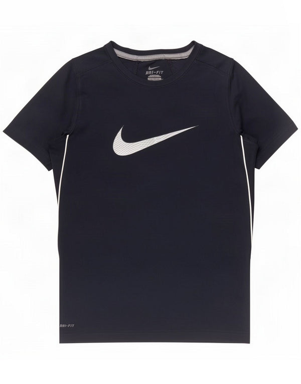 T-shirt grafica Nike Dri Fit da bambino per ragazzi 12-13 anni Large blu navy in poliestere