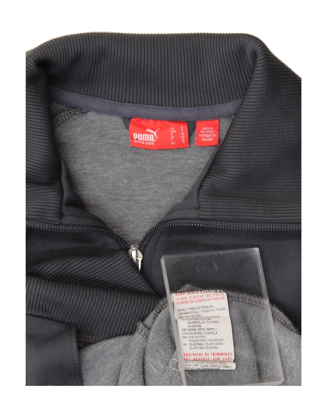 PUMA Womens Graphic Tracksuit Top Jacket UK 10 Small Grey Colourblock Vintage Puma and Second-Hand Puma from Messina Hembry 