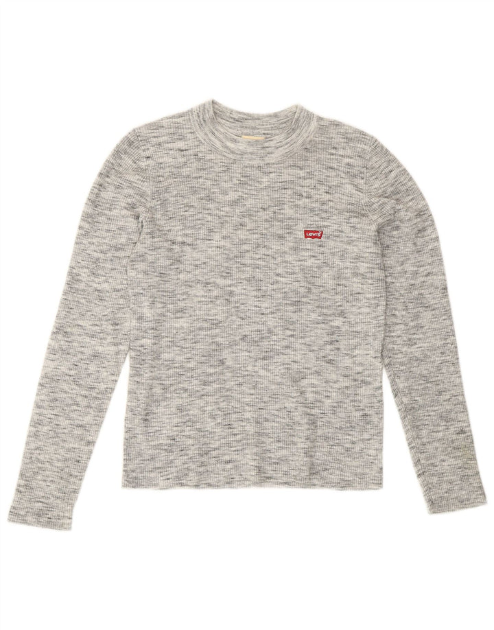 Levi's Top da donna a maniche lunghe UK 12 Grigio medio chiazzato