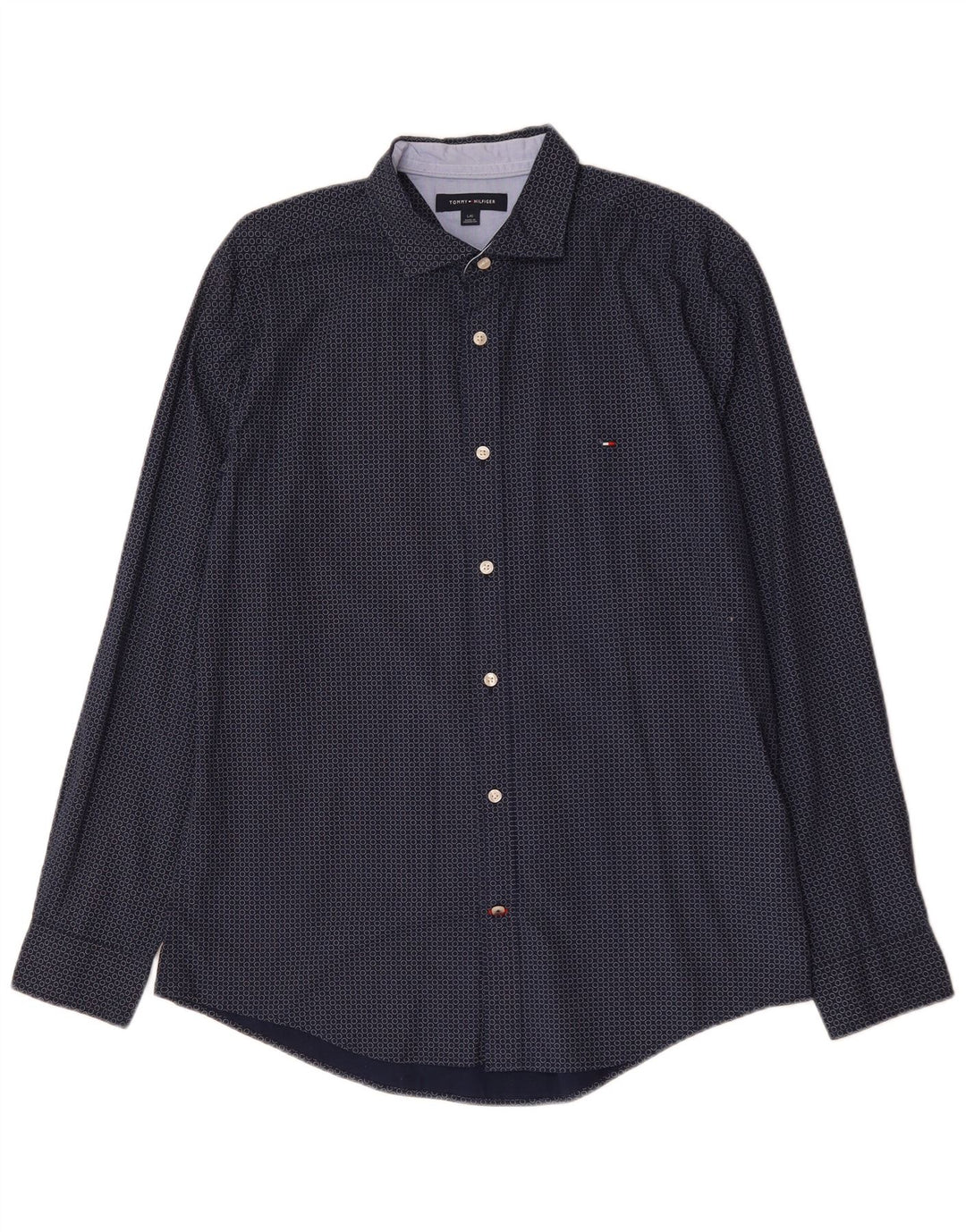 TOMMY HILFIGER Camicia da uomo grande in cotone maculato blu navy