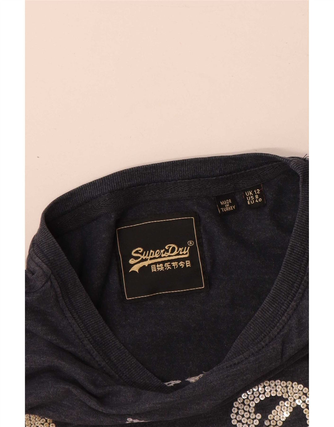 T-shirt grafica da donna Superdry Top UK 12 Grigio medio