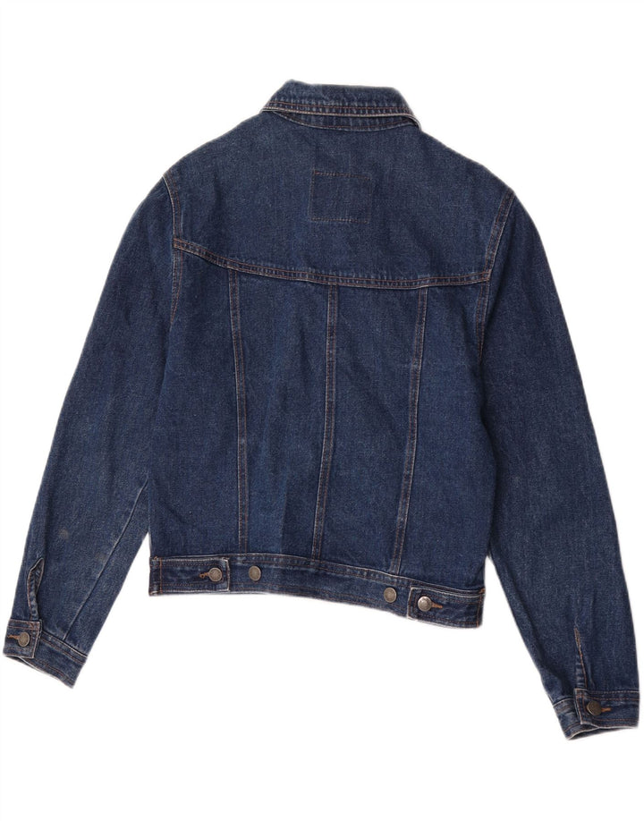 Giacca in denim vintage da donna corta UK 14 cotone blu medio