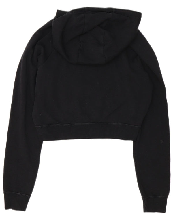 Nike Womens Oversized Graphic Crop Hoodie Jumper UK 4 XS Black