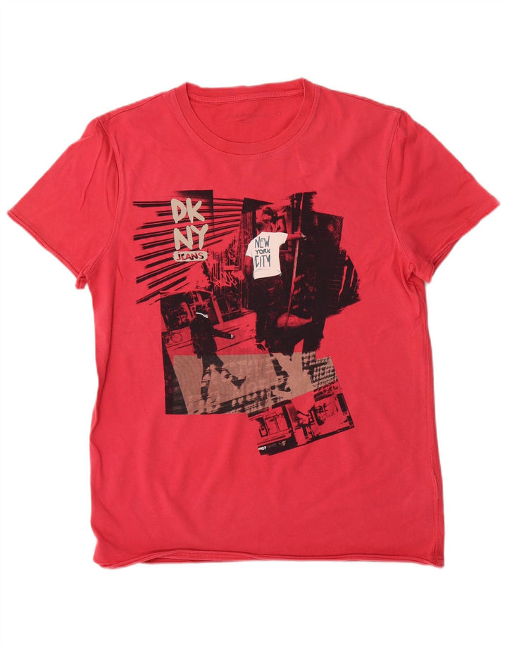 T-shirt grafica da uomo Dkny Top in cotone rosso medio