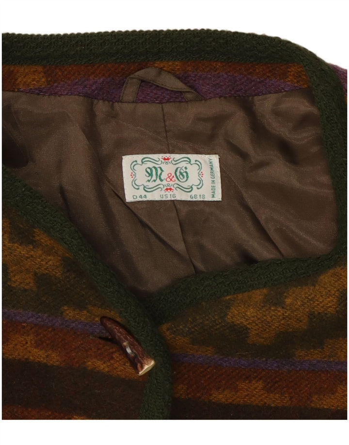 Maglione cardigan da donna vintage UK 18 XL lana geometrica multicolore