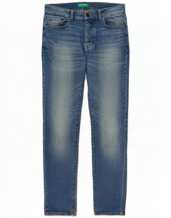 Benetton Jeans skinny Jackson da uomo W29 L29 blu cotone