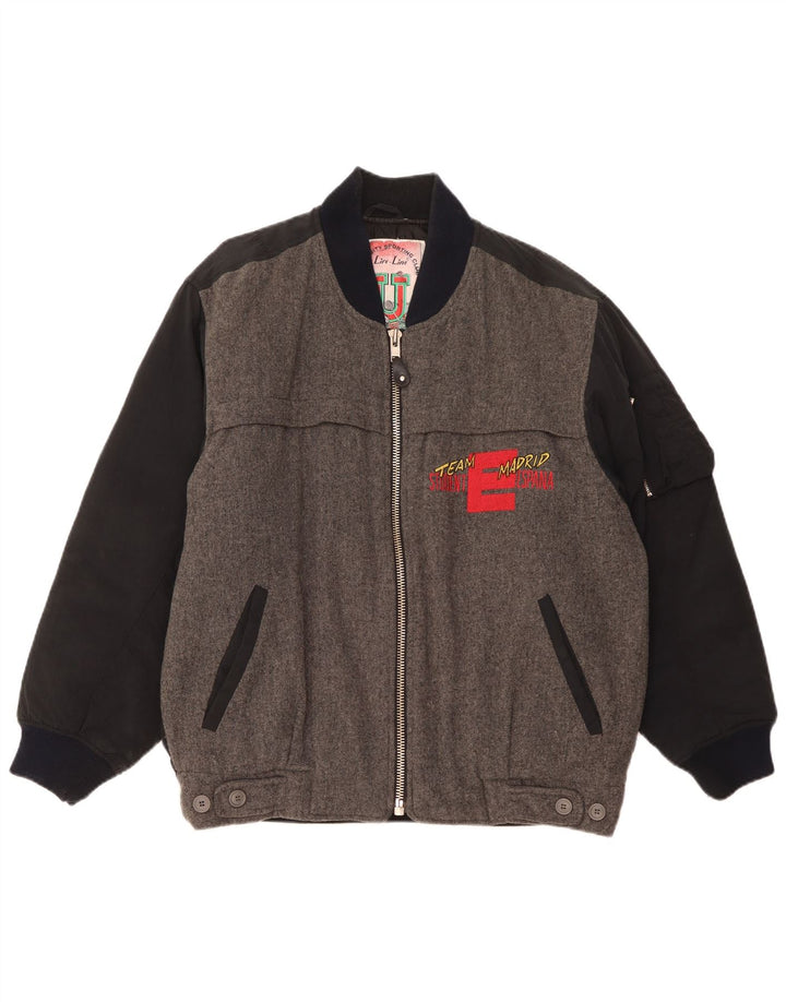 Giubbotto bomber grafico da uomo Life Line UK 38 Lana color block grigio medio
