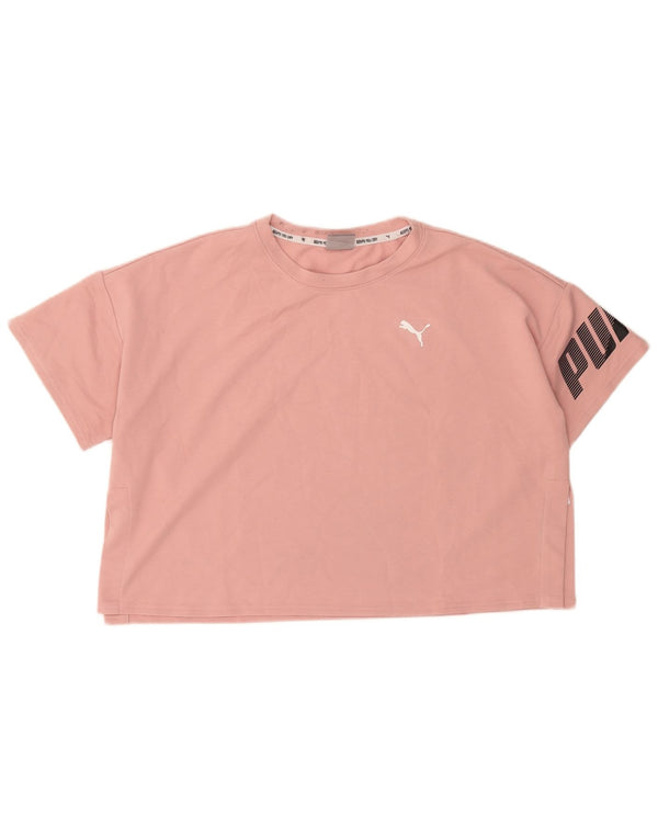 T-shirt grafica corta da donna Puma UK 16 grande rosa poliestere