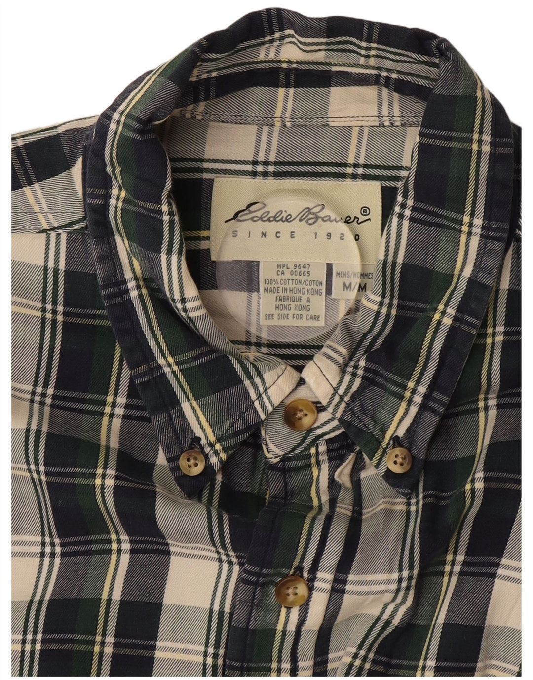 Eddie Bauer Camicia da uomo in flanella di cotone a quadri blu navy medio