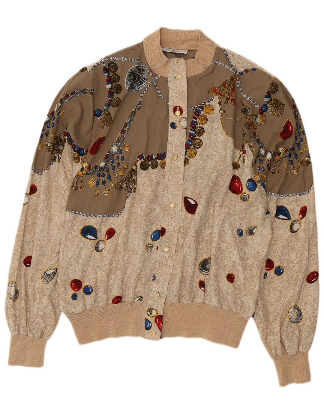 Giubbotto bomber grafico da donna Marcello Cioni IT 50 XL Beige Colourblock