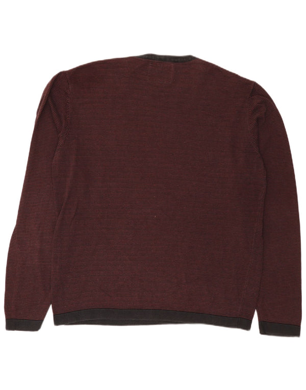 Maglione maglione girocollo da uomo Jack & Jones XL a righe bordeaux