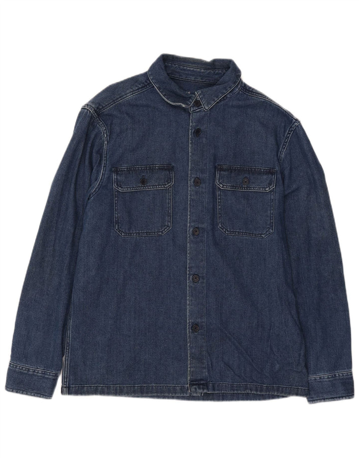 Marks & Spencer Camicia da uomo overshirt in denim grande cotone blu classico