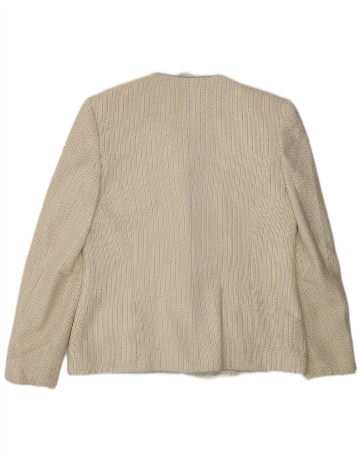 Giacca blazer vintage da donna a 5 bottoni IT 48 XL a righe bianco sporco