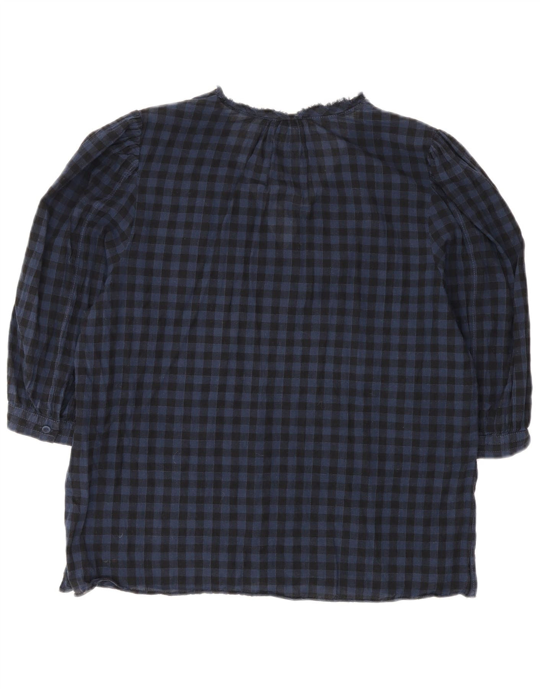 Jigsaw Camicetta da donna con maniche a 3/4 Top UK 12 Cotone a quadretti blu medio