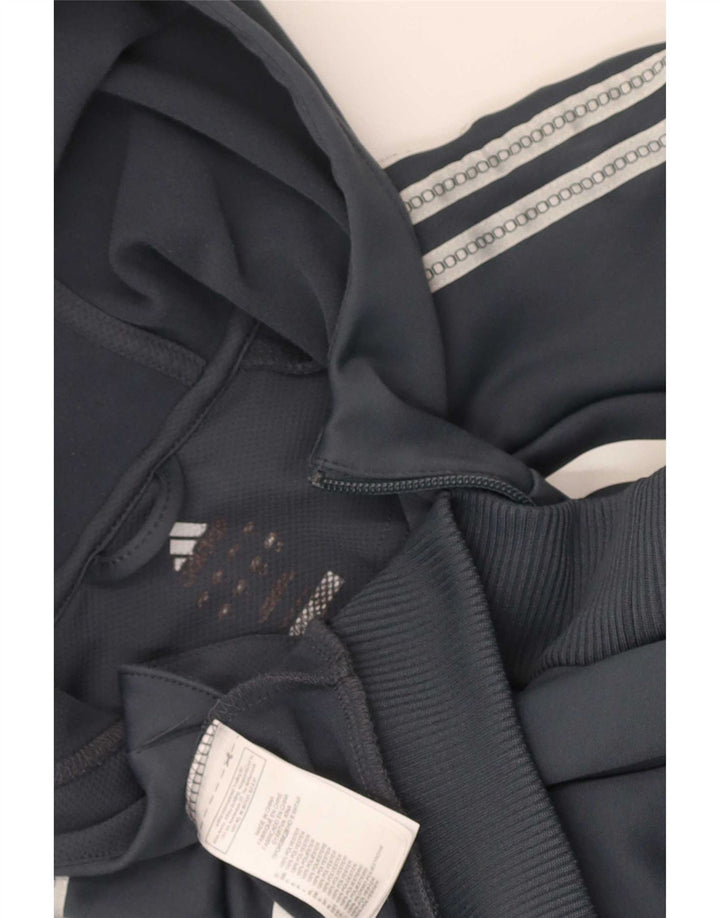 Maglione con cappuccio e zip Adidas Climalite da uomo, grande, in poliestere color block grigio