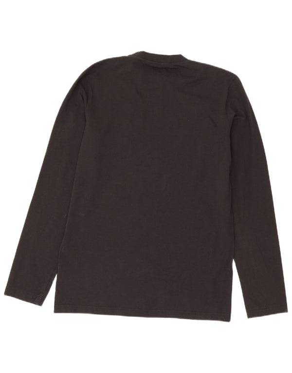 Armani Jeans Top grafico da donna manica lunga UK 18 XL cotone nero