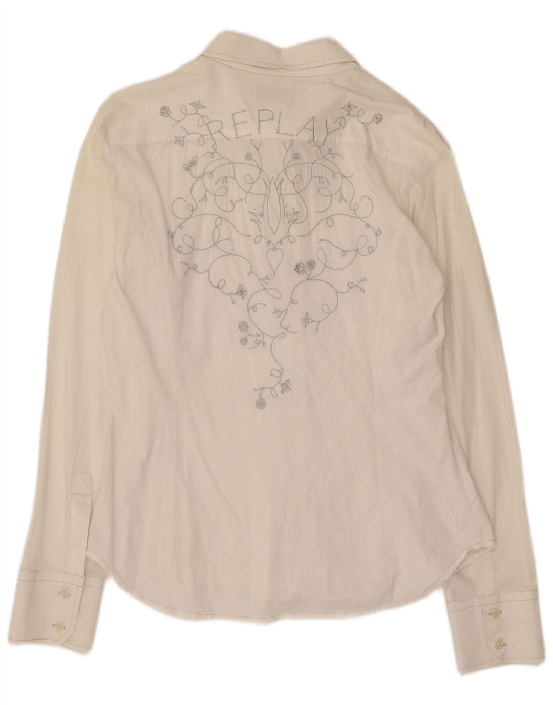 Maglietta grafica da donna Replay UK 14 grande floreale bianco