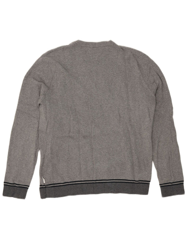 Armani Exchange Womens Crew Neck Jumper Sweater UK 18 XL Grey Colourblock