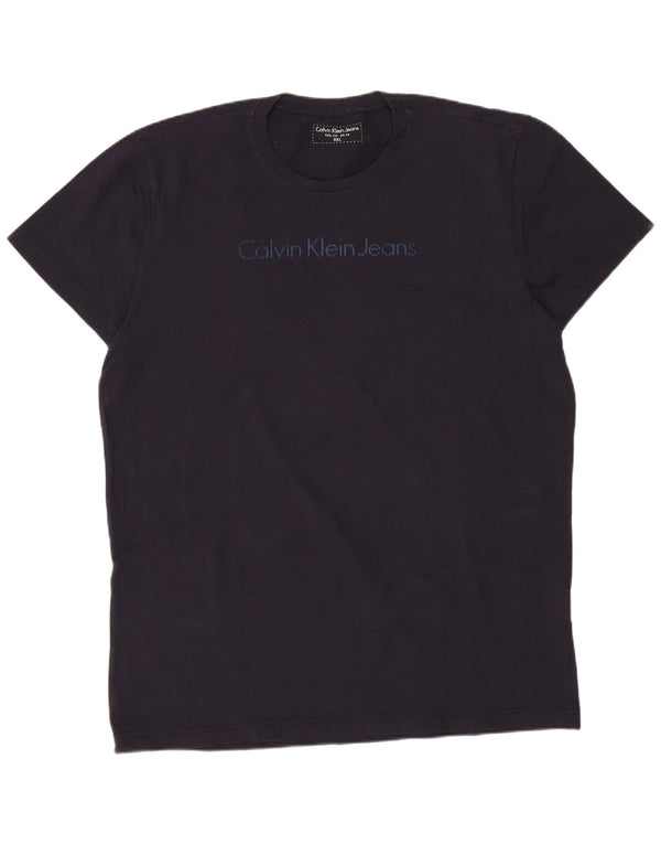 CALVIN KLEIN JEANS T-shirt grafica da uomo 2XL cotone blu navy