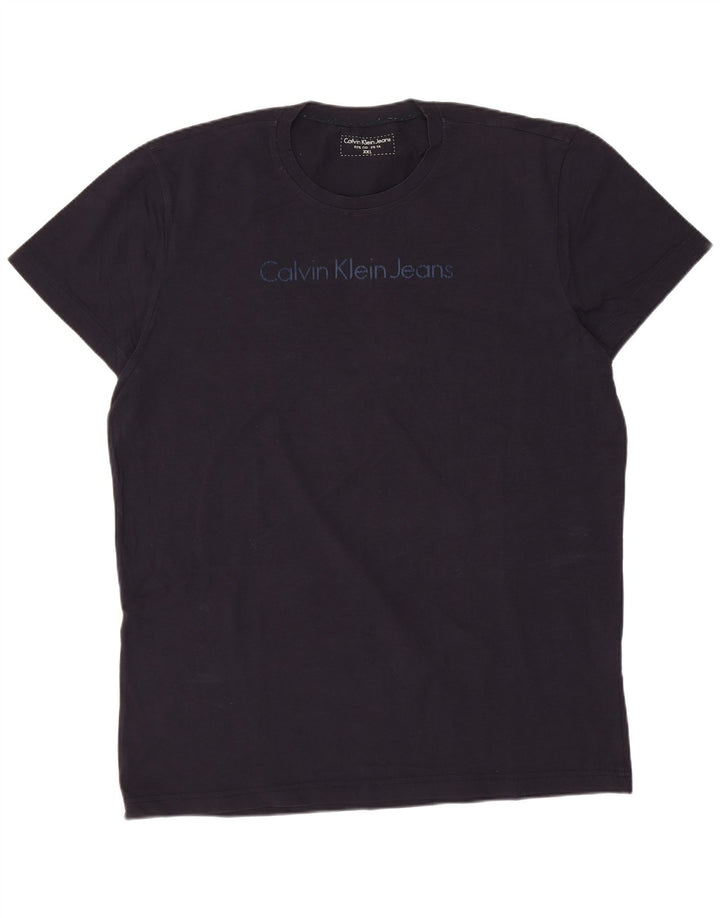 CALVIN KLEIN JEANS T-shirt grafica da uomo 2XL cotone blu navy