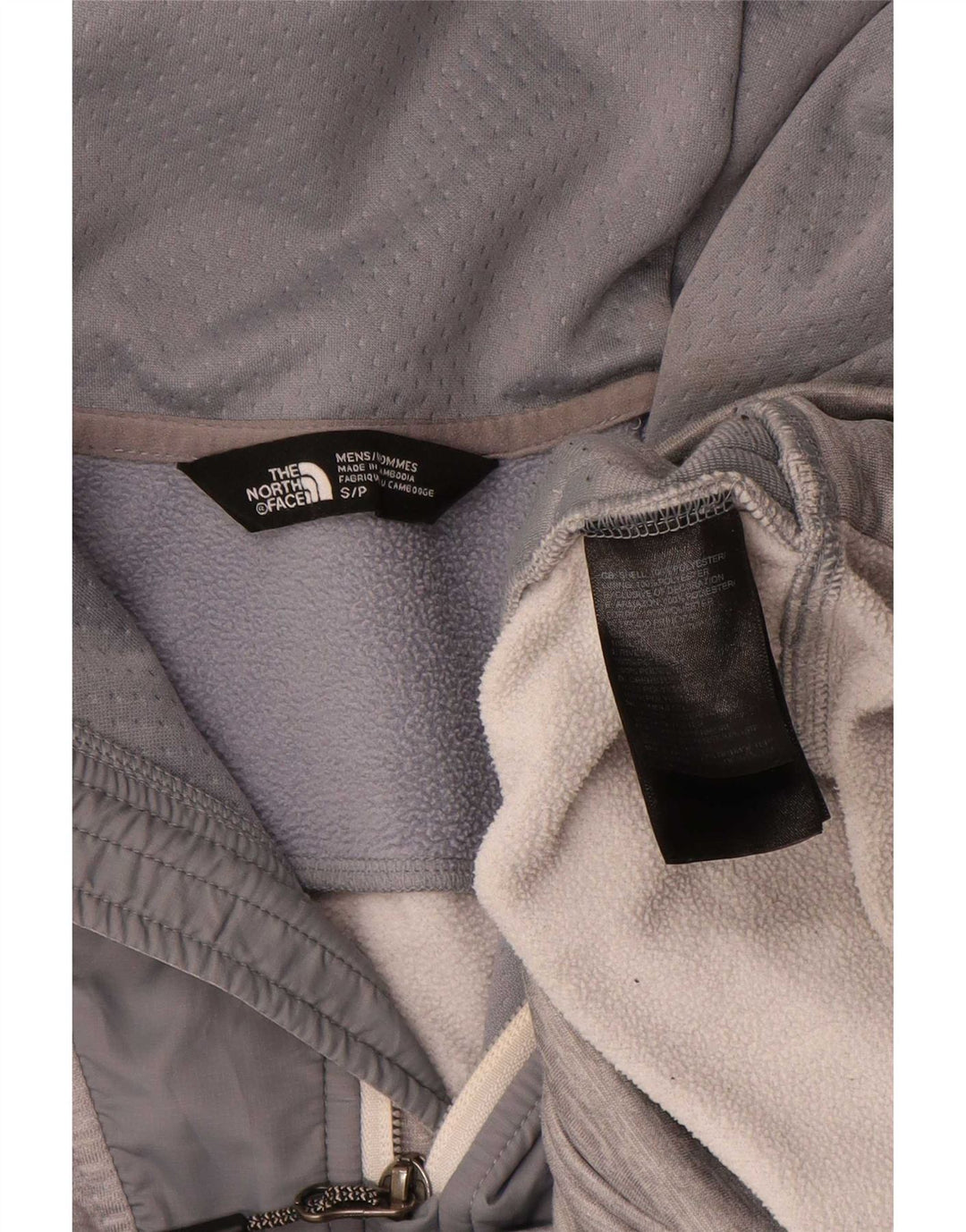 Felpa con cappuccio da uomo The North Face con zip e collo, piccola, in poliestere color block grigio