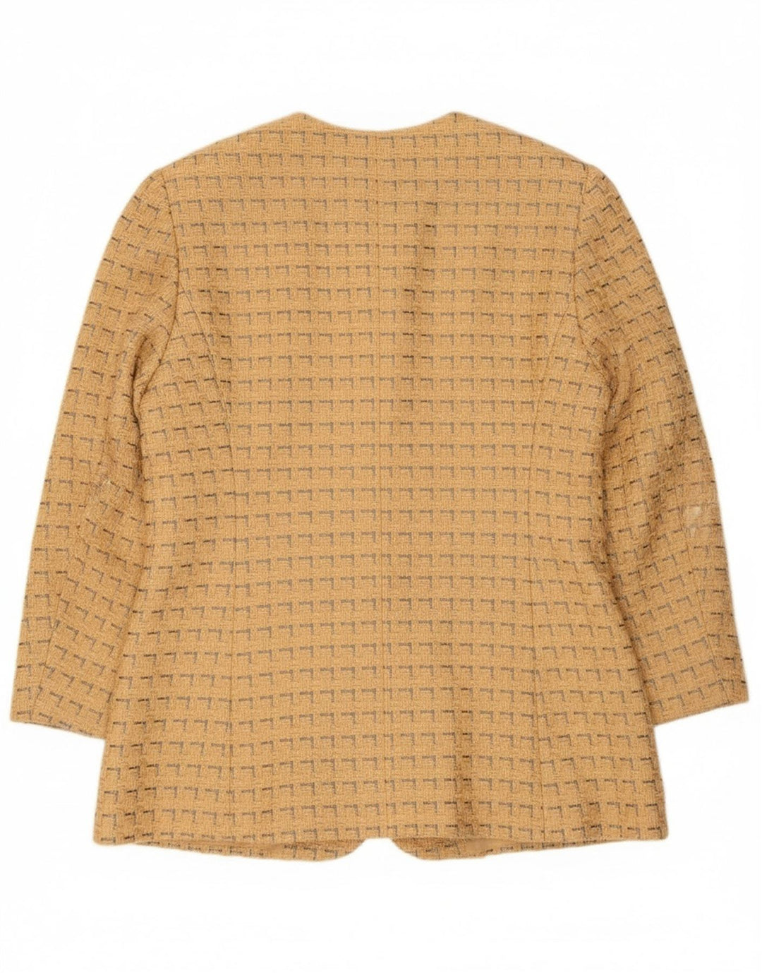 Giacca blazer da donna a 5 bottoni Jaeger UK 12 Cotone geometrico giallo medio