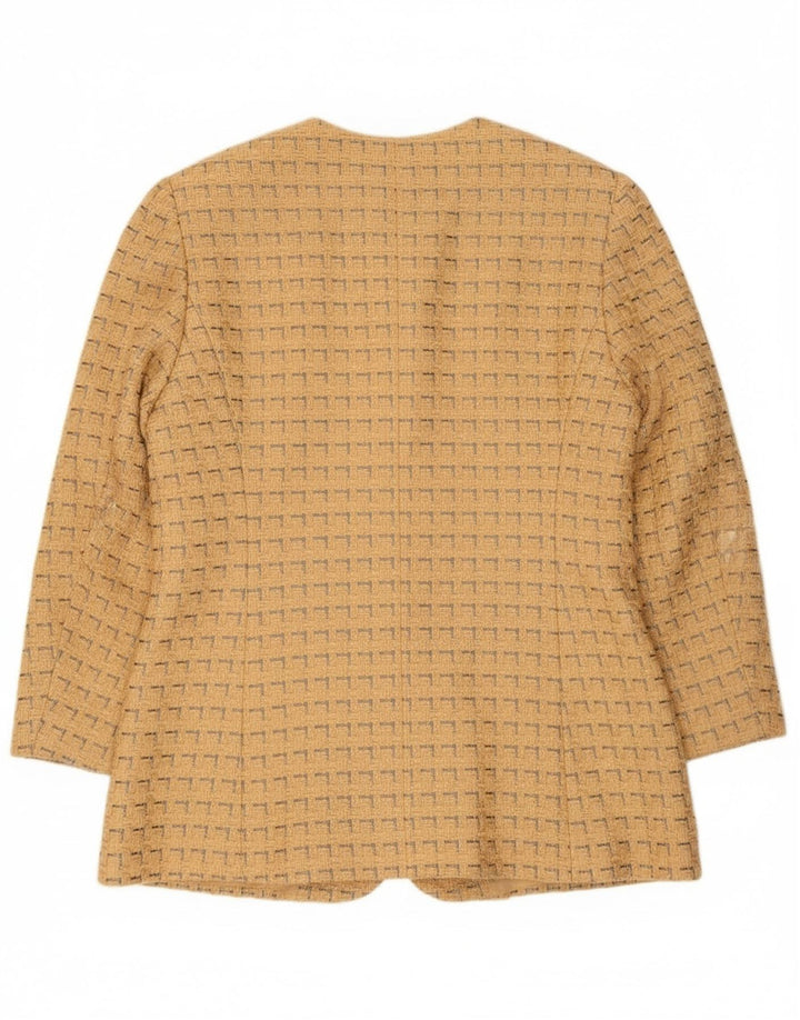 Giacca blazer da donna a 5 bottoni Jaeger UK 12 Cotone geometrico giallo medio