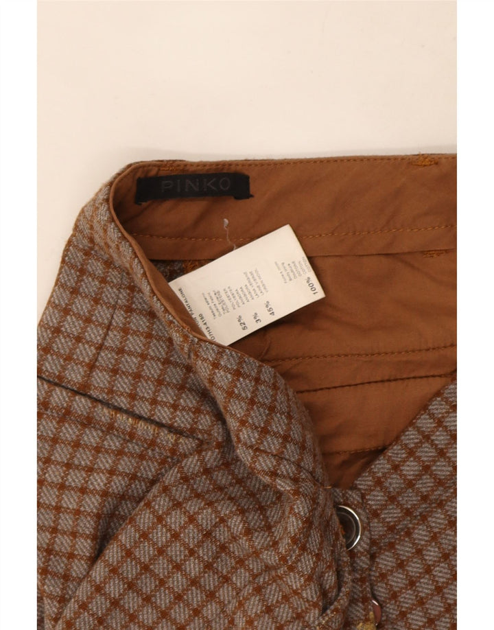 Pantaloni chino slim da donna Pinko W26 L26 poliestere a quadri marroni