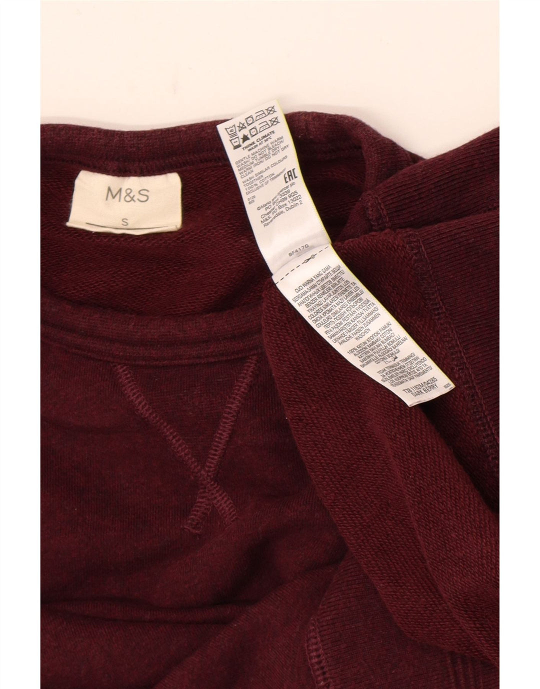 Felpa da uomo Marks & Spencer piccola in cotone bordeaux