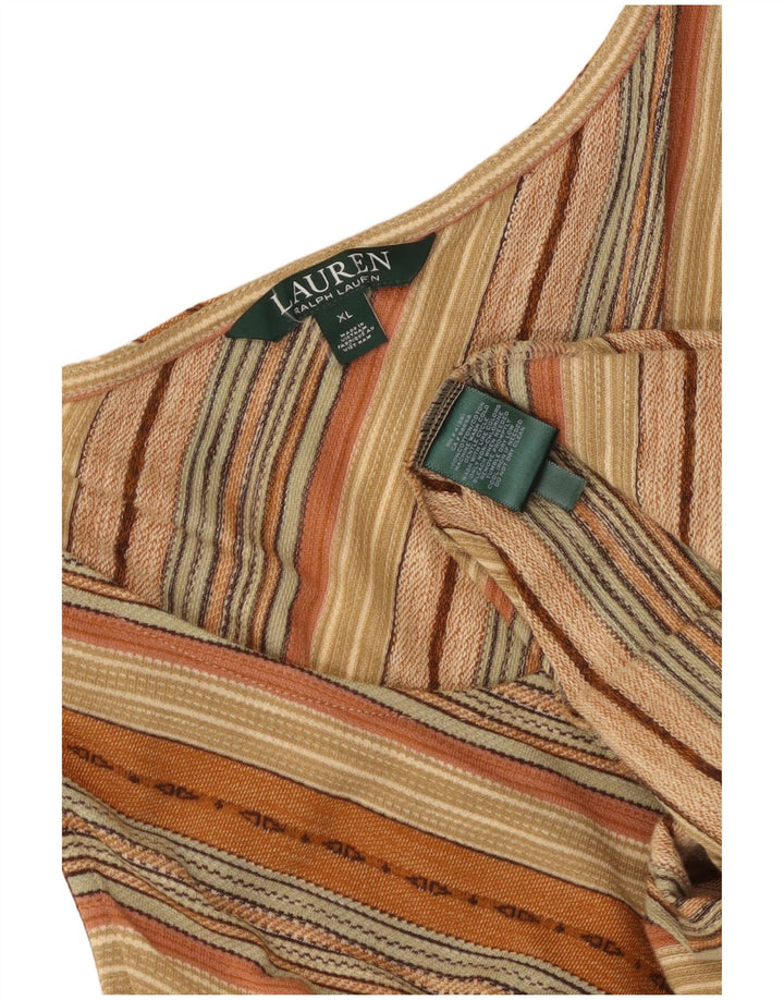 Abito lungo senza maniche da donna RALPH LAUREN UK 18 XL a righe beige