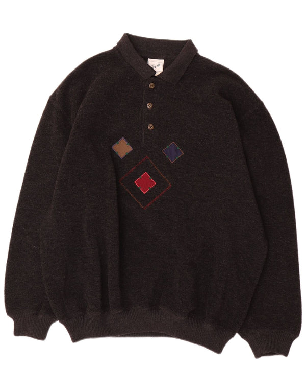 Maglione da uomo con collo alto Signe Incognito 2XL grigio a rombi/lana diamante