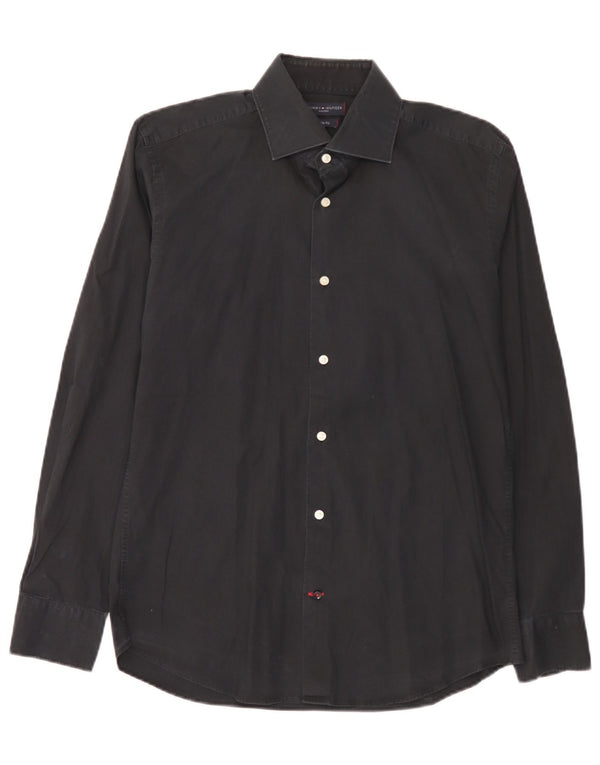 Camicia slim fit sartoriale da uomo Tommy Hilfiger taglia 40 15 3/4 media nera
