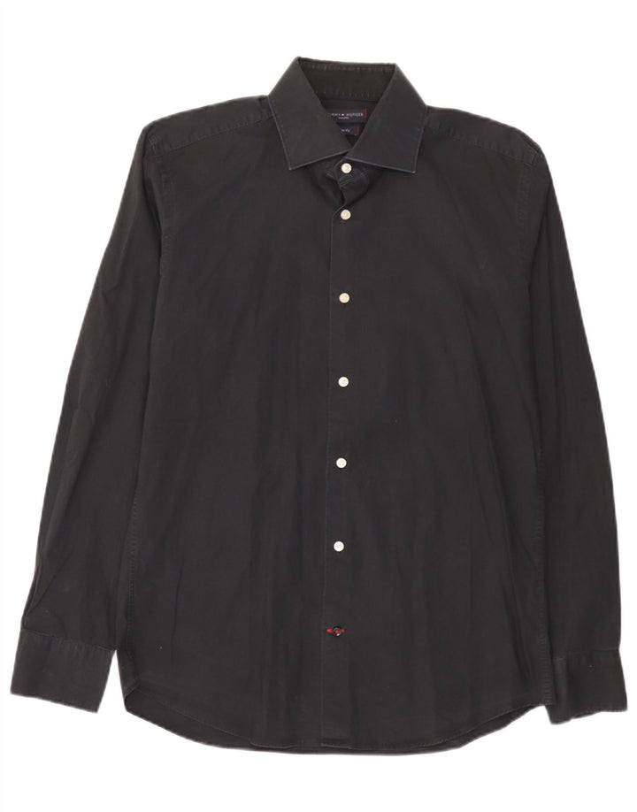 Camicia slim fit sartoriale da uomo Tommy Hilfiger taglia 40 15 3/4 media nera
