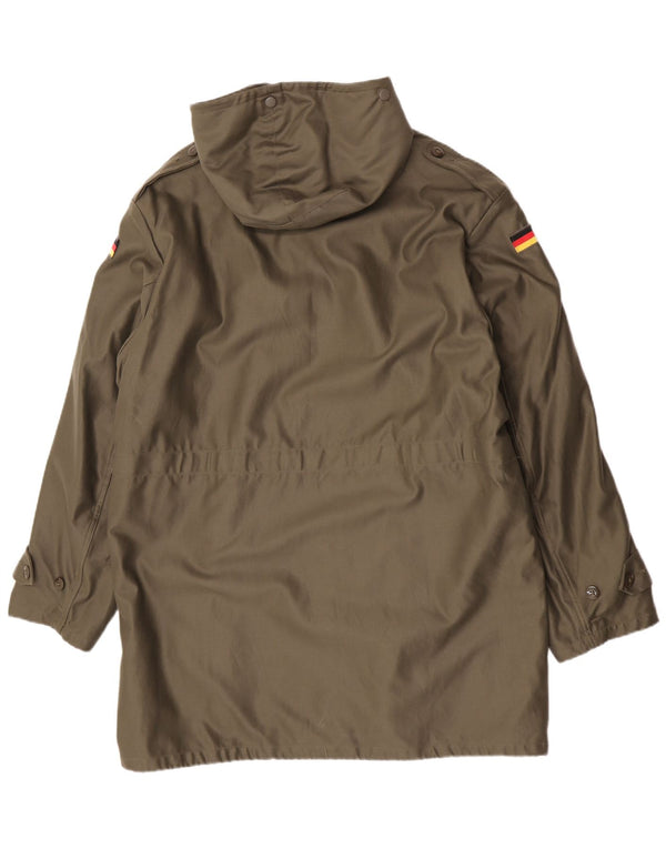 Giacca parka militare con cappuccio vintage da uomo UK 42 XL Cachi