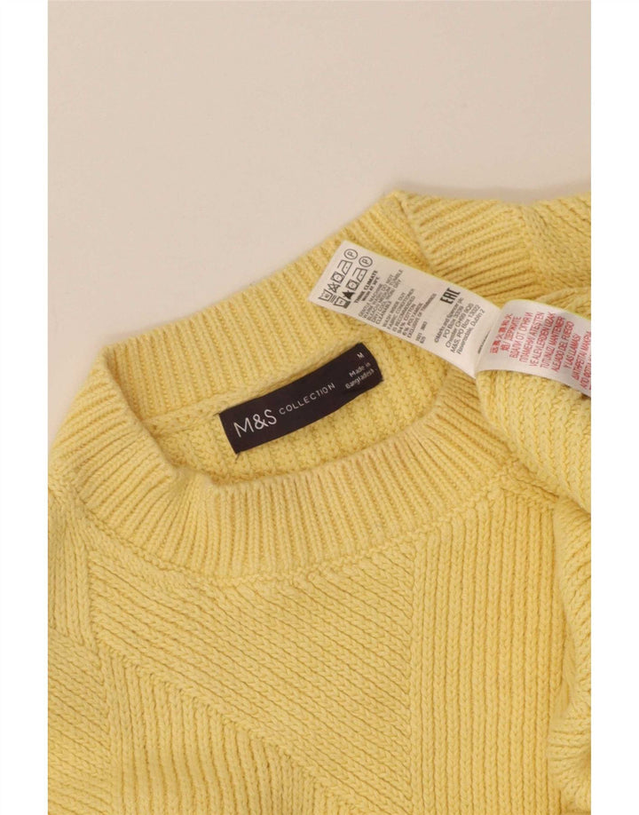 Maglione maglione girocollo da donna Marks & Spencer UK 14 cotone giallo medio