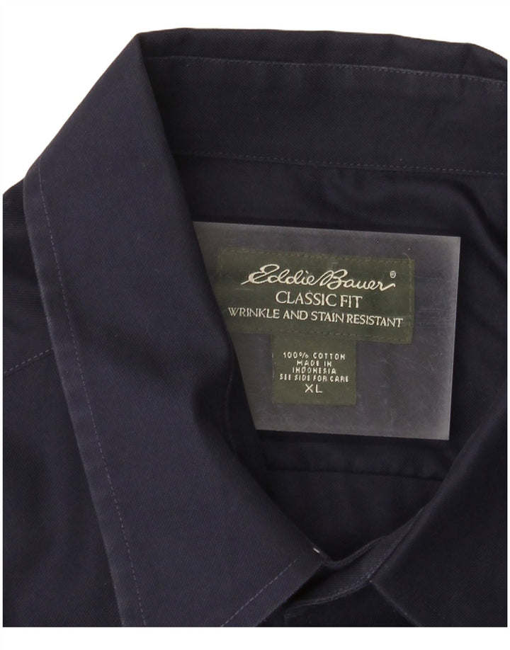 Camicia da uomo Classic Fit EDDIE BAUER XL in cotone blu navy