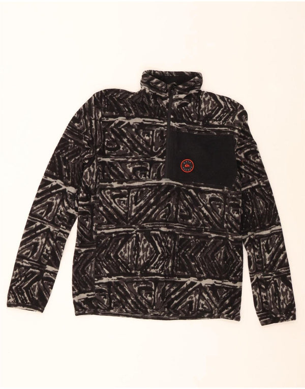 Maglione in pile Quiksilver da ragazzo con zip e collo, 13-14 anni, grande nero geometrico