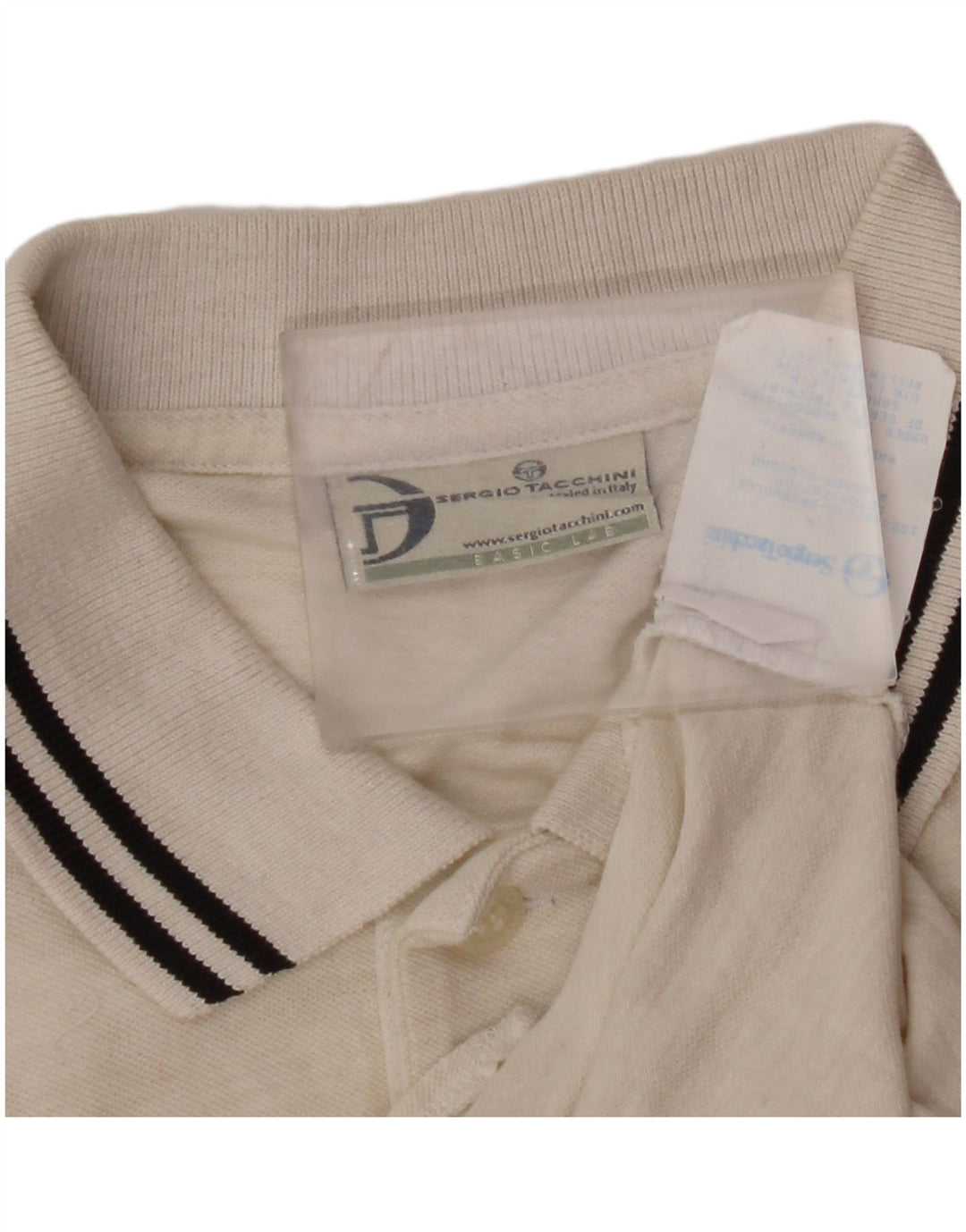 SERGIO TACCHINI Polo da uomo grande in cotone bianco sporco