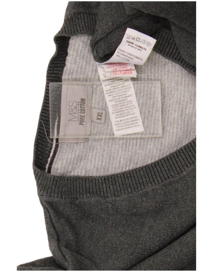 Maglione maglione con scollo a V da uomo Marks & Spencer 2XL cotone grigio