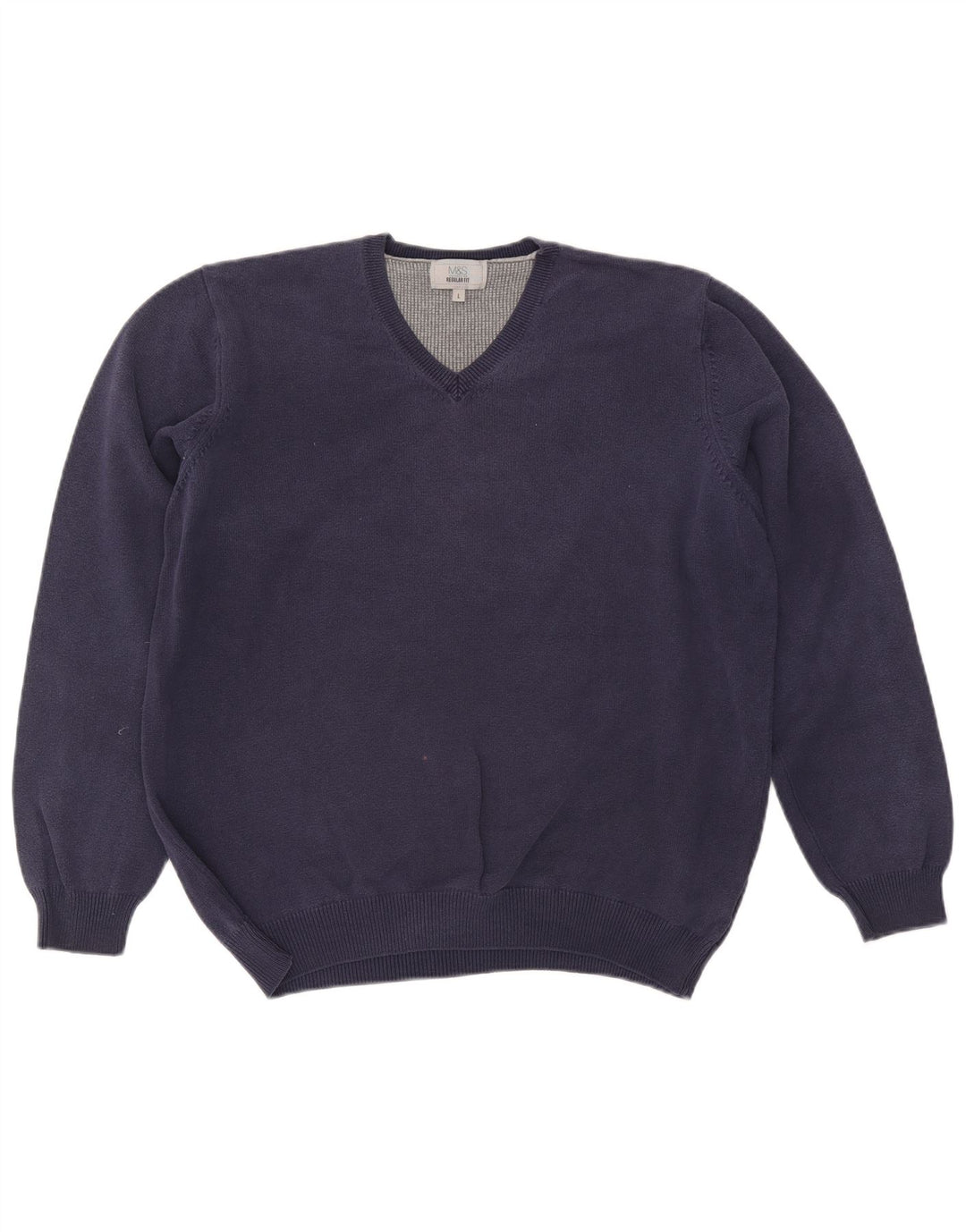 Maglione da uomo Marks & Spencer vestibilità regolare con scollo a V grande blu navy