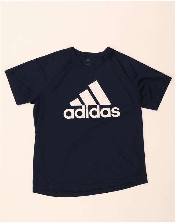 T-shirt grafica Adidas Climalite da uomo, grande, in poliestere blu navy