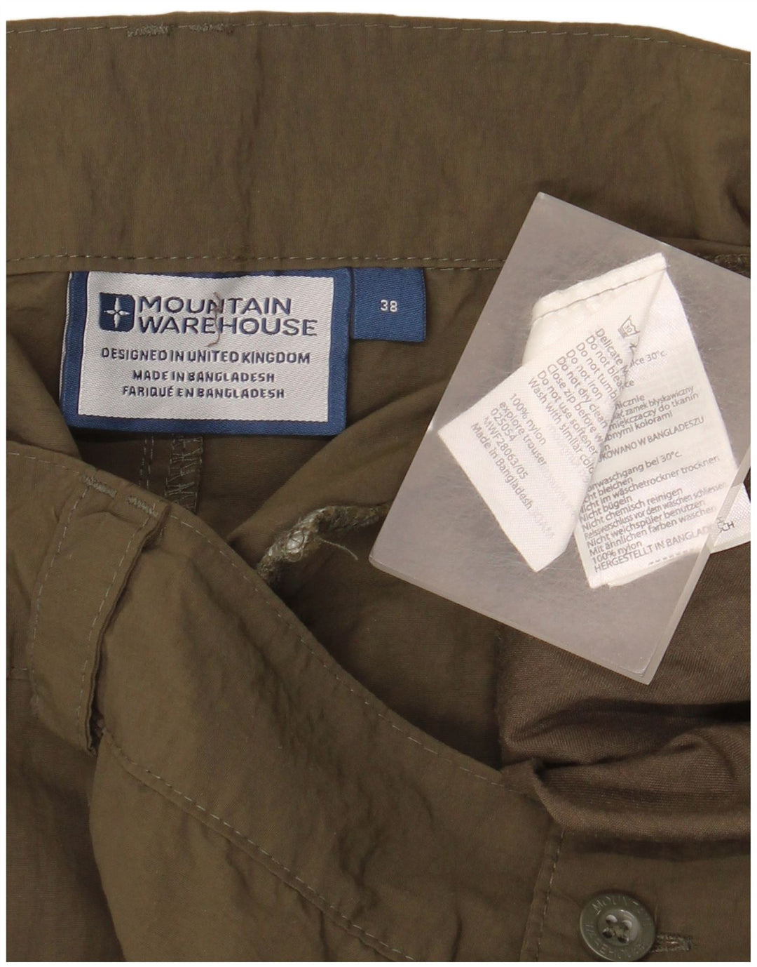 MOUNTAIN WAREHOUSE Pantaloni cargo dritti da uomo W38 L32 nylon kaki