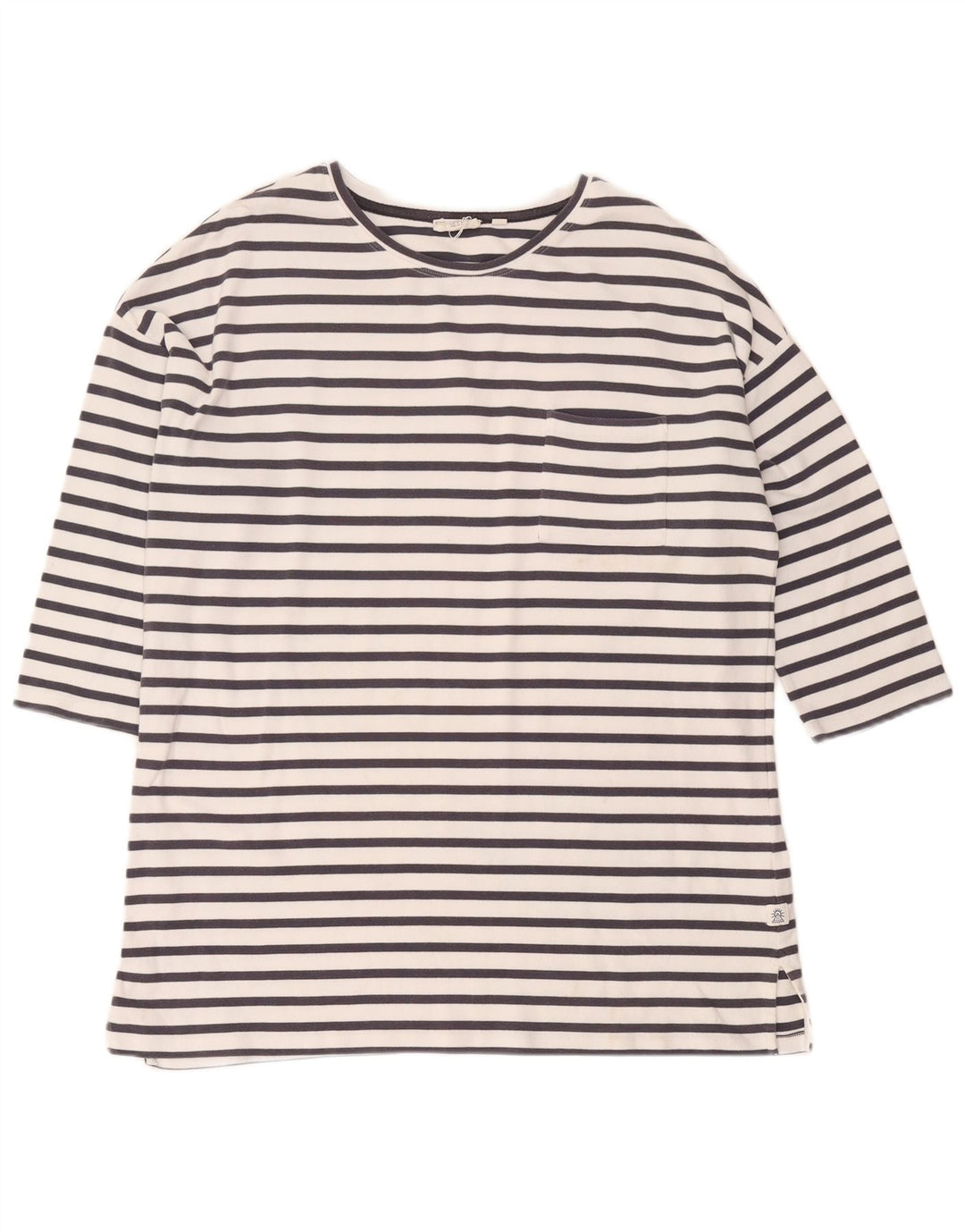 Fat Face Top oversize da donna con maniche a 3/4 UK 16 Grande cotone a righe bianche