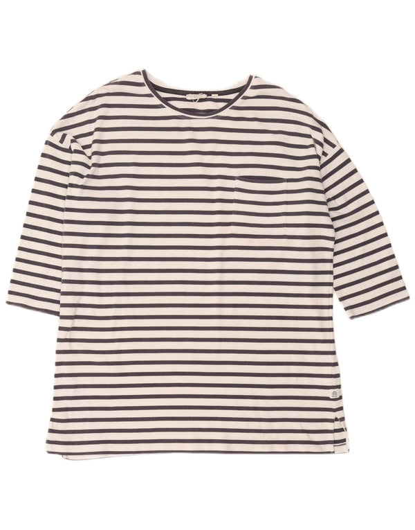 Fat Face Top oversize da donna con maniche a 3/4 UK 16 Grande cotone a righe bianche